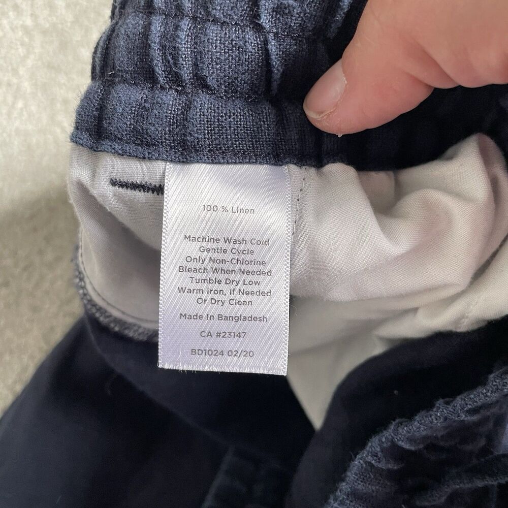 Talbots Cottagecore 100% Linen Cropped Wide Leg Pants Navy Blue Women's Size 2 - Picture 12 of 12